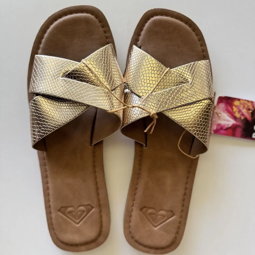 ROXY Women's Andreya Slide Sandal‎ Champagne Size 5 NWT